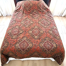 Vtg Ralph Lauren Equestrian Paisley Comforter King Burgundy Reversible Medallion