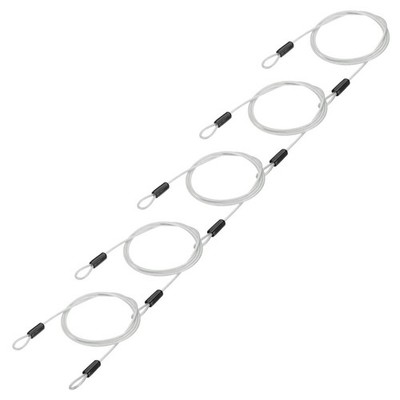 5 Pcs 3/16'' Dia 7 ft (79'') Vinyl Coated Stainless Steel Cable with Loops, Clear