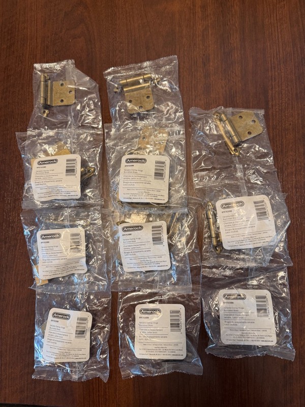 8 - New Pairs of Amerock Variable Overlay Hinge Burnished Brass Hinges BPR7630BB