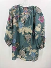 Pre-Owned Johnny Was Blue Size 2XL Printed Long Sleeve Blouse