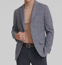 Tommy Hilfiger Mens Gray Windowpane Modern-Fit Sport-Coat Suit Jacket Size 36S