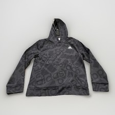 Adidas Unisex Youth Dark Gray Fleece Pullover Hoodie Size M 10/12 NWT New