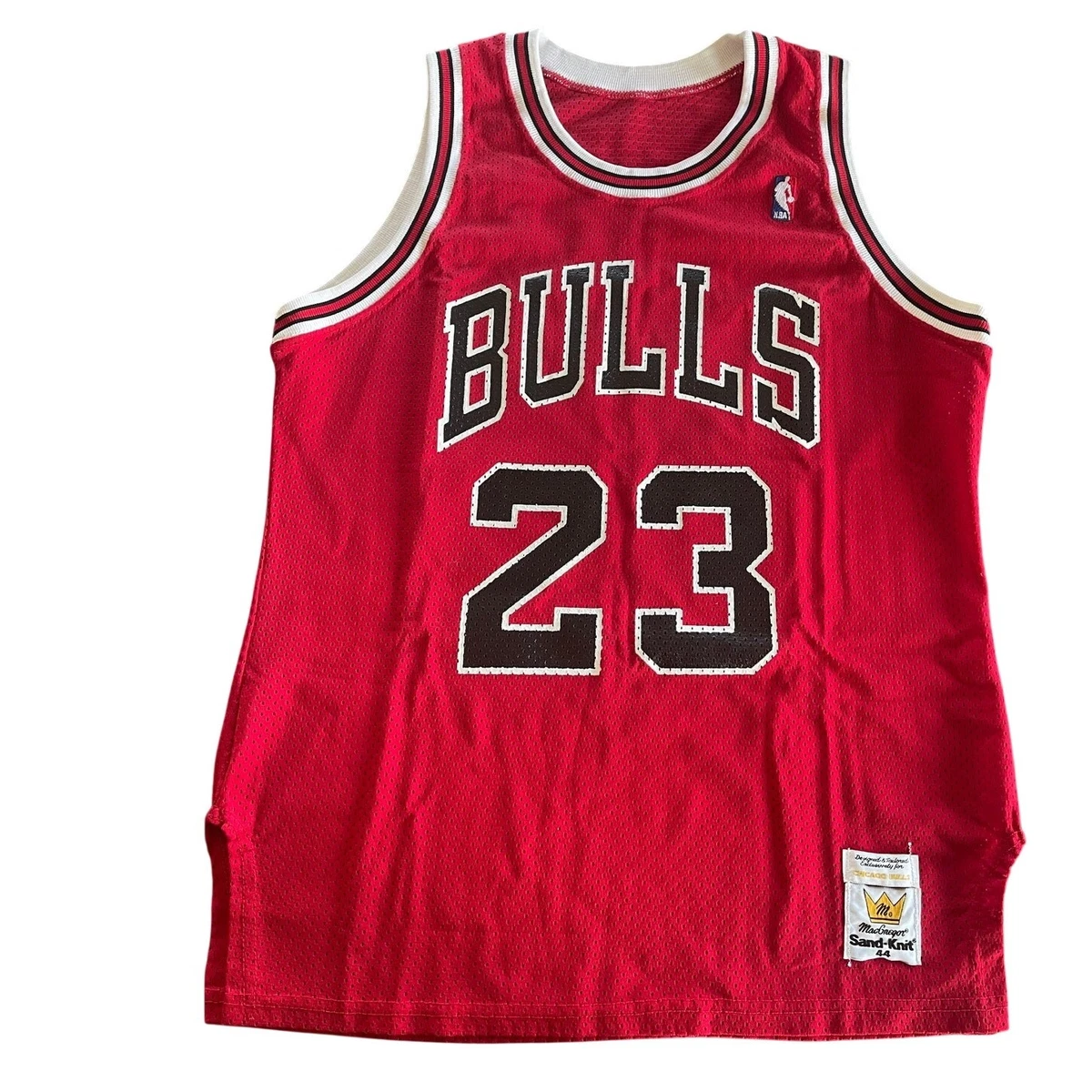 Vintage 80s Michael Jordan Chicago Bulls Jersey Sand-Knit Red 44