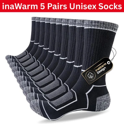 INAWARM Men’s Athletic Work Hiking Socks 5 Pack Breathable Anti-Blister Cushioned Fit