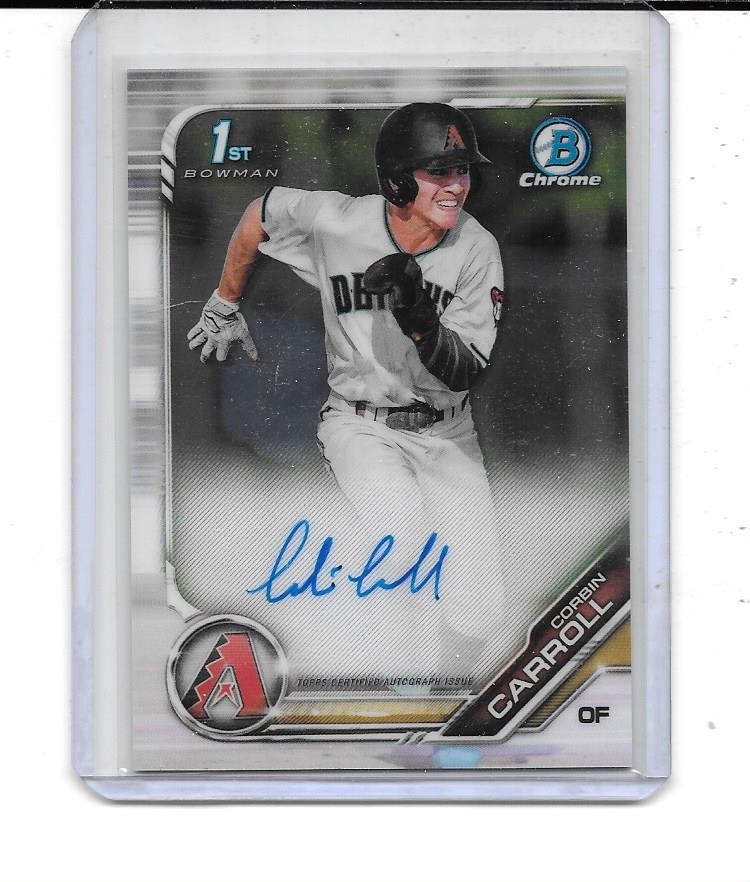 2019 BOWMAN CHROME DRAFT CORBIN CARROLL RC AUTO ON CARD AUTOGRAPH DIAMONDBACKS