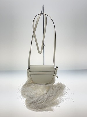 LOEWE Shoulder Bag Leather White Gate Mini Fringe Crossbody Used
