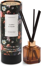Leather  Smoke Reed Diffuser Set Amber Glass Bottle Holder Reeds Scented Oil