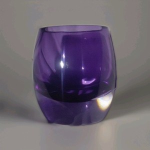 Crates And Barrel Purple Heavy Glass Votive Candle Holder Made In Poland