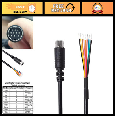10-Pin Mini DIN to Bare Wires Cable for Linear Amplifier Connection - 100cm
