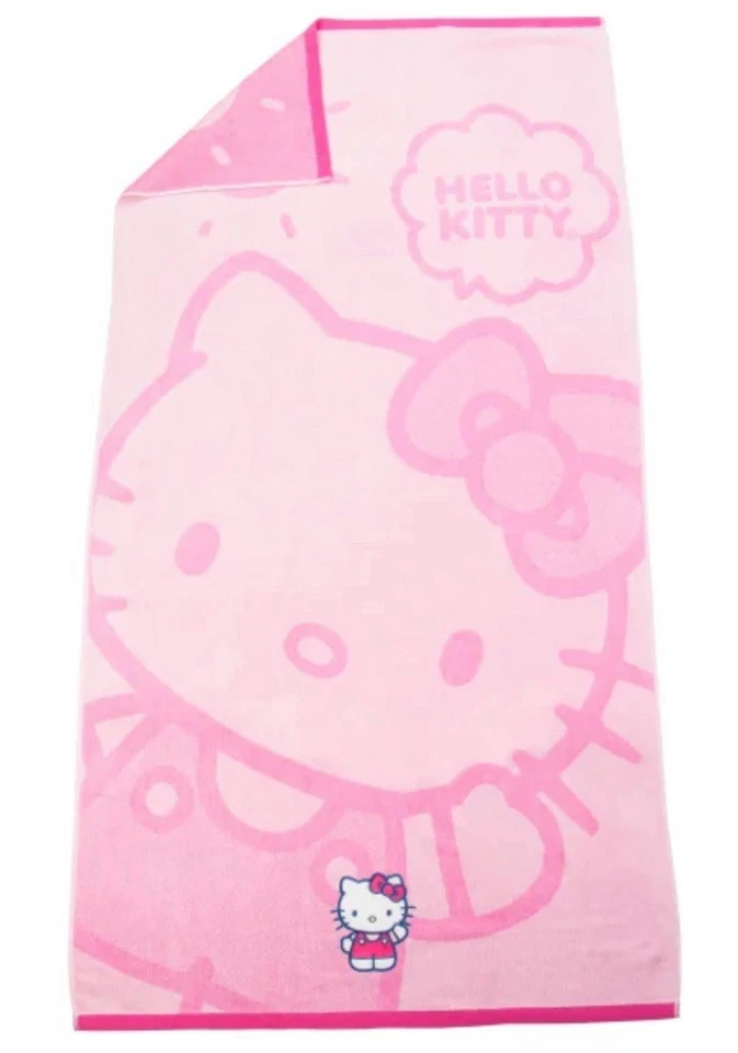 SANRIO HELLO KITTY BEACH TOWEL WITH EMBROIDERED 100% COTTON 34 in x 63 in NWT - Image 3 of 4