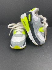 Nike Air Max 90 LTR TD Toddler Shoes White Grey Volt Leather Sneakers Size 5C