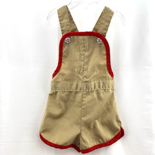 VTG 70s 80s Healthtex 4T Overall Shortalls Romper Brown Khaki Red
