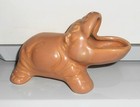 VINTAGE POTTERY HIPPO MOUTH OPEN PLANTER / VASE HIPPOPOTAMUS FIGURE — photo 1