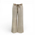 M&S Per Una Stone Linen Trousers with Decorative Belt UK Size 12