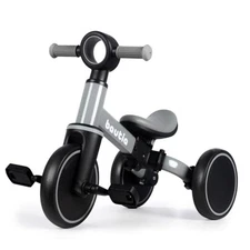 Tricycle for Toddlers 1-3, 4 in 1 Baby Balance Bike 1 2 Year Old Silver Gray