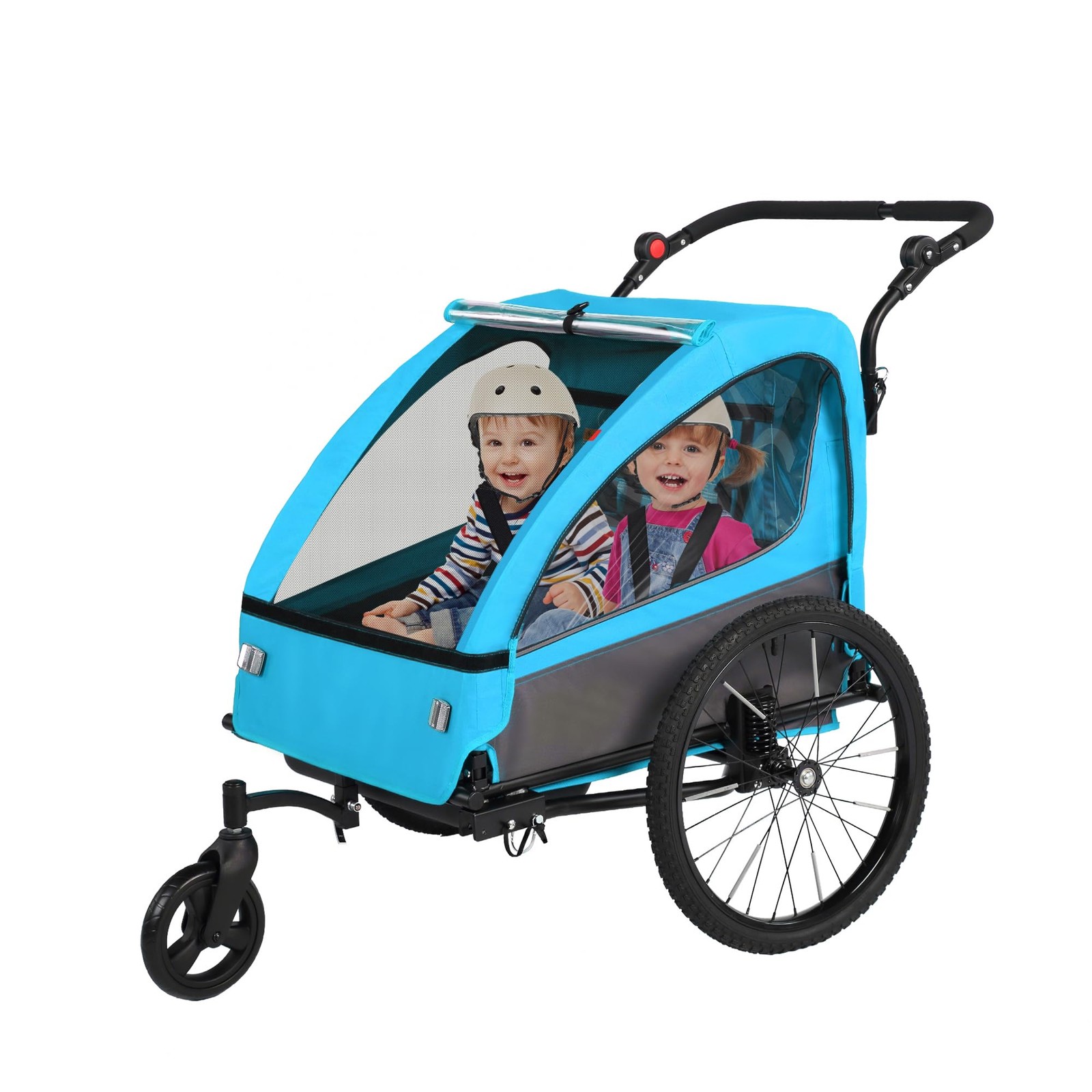  2-in-1 Kids Bike Trailer and Stroller with Suspension &ndash; Bike Trailer for 1 to 2
