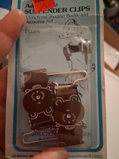 Vintage Suspender Clips Brown Bears