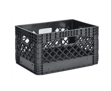 PLASTIC Milk Crate Heavy Duty Storage Bin Stackable 24QT Black