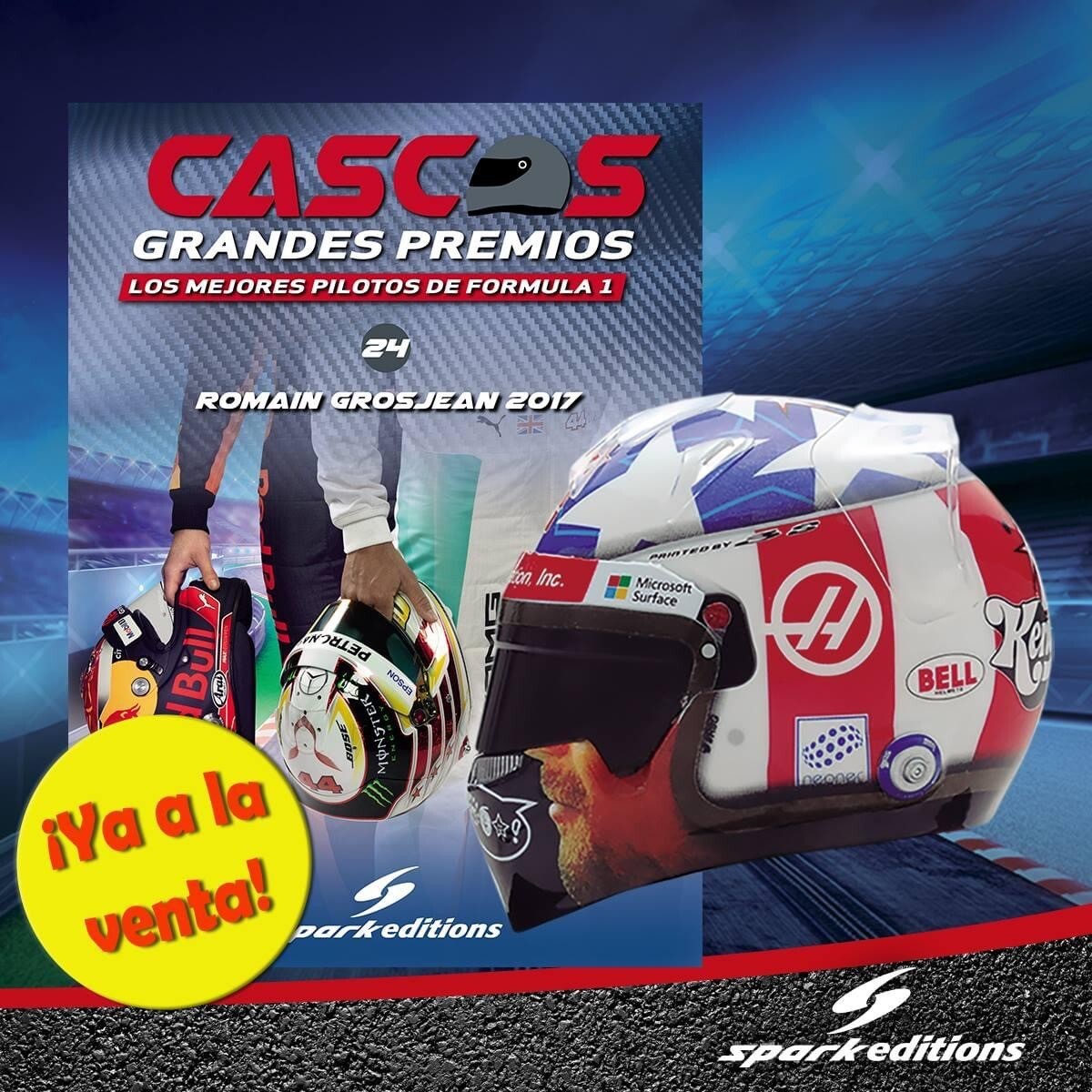 ROMAIN GROSJEAN 2017 HAAS FORMULA 1 MINI HELMET (SCALE 1:5) BRAND