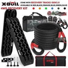 X-BULL 4WD Recovery Kit Kinetic Rope Soft Shackles Recovery Tracks 2PCS Car 4X4