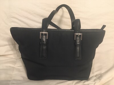 COACH Black Nylon/Leather Vintage Tote Purse Bag-7446-MINT | eBay
