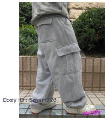 New Mens Cargo Baggy Hip Hop Long Pants Loose Trousers Athletic Sweatpants L-5XL - Picture 4 of 7