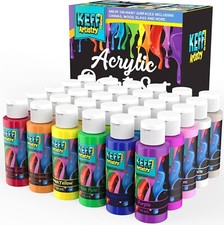 Acrylic Paint Set - 30 Color Bottles 2oz - Water-Based Creamy Matte Finish