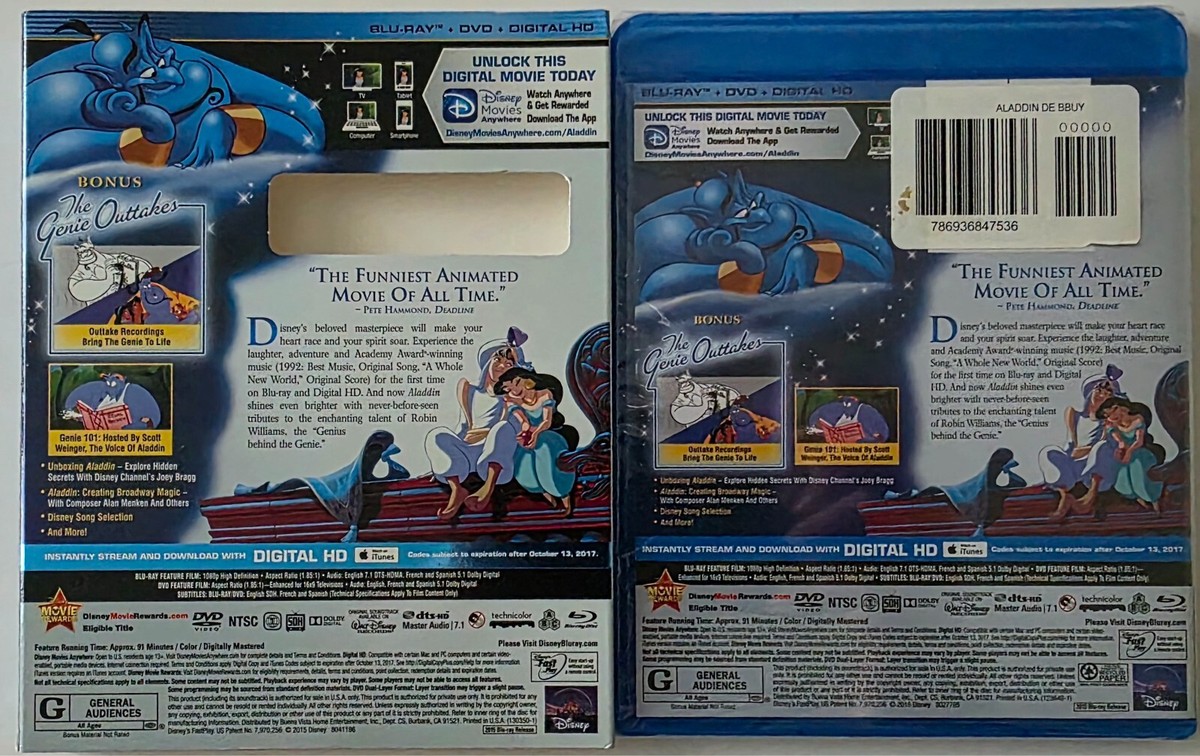 NEW ALADDIN BLU RAY DVD 2 DISC BEST BUY EXCLUSIVE LENTICULAR