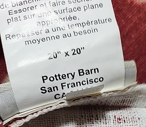 Vtg 2013 POTTERY BARN Ikat Pillow Cover Red Ivory Cotton 20 x 20 in Zip - Picture 7 of 10