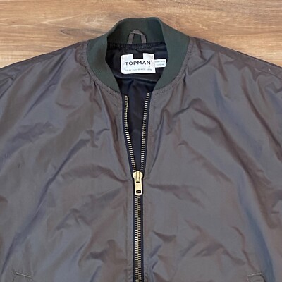 Topman Jacket Mens XS Olive Green Full Zip Windbreaker Performance