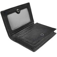 Leather Business Card Holder Name Card Case Credit Card Wallet with ID Window