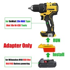 1x for Milwaukee M18 Li-Ion Battery Convert To for DEWALT 20V Style Tool Adapter