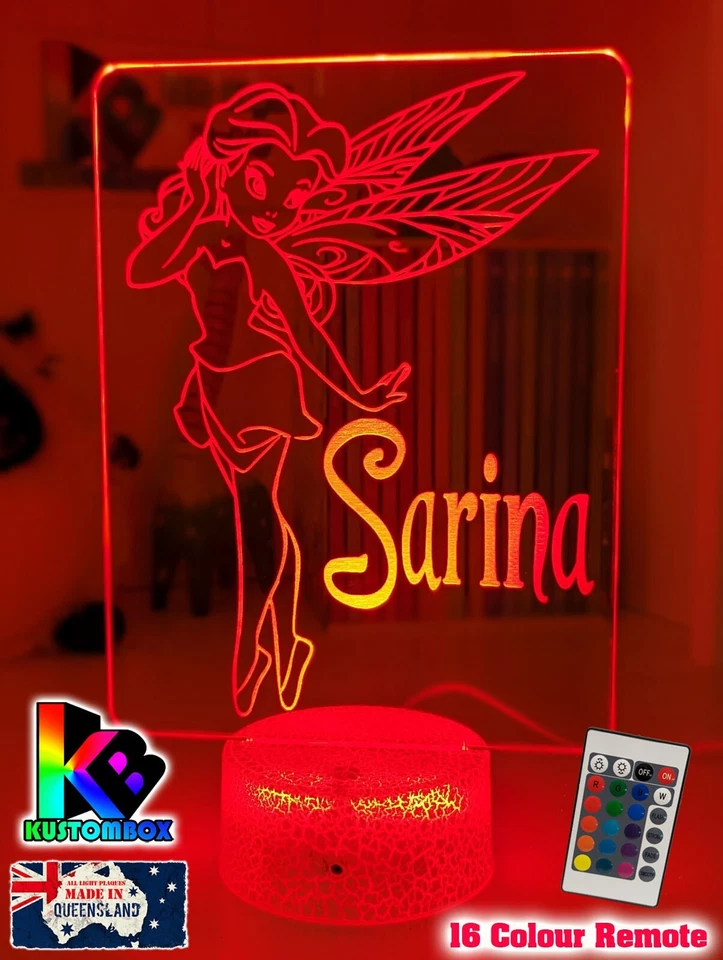FAIRY PRINCESS Niñas Personalizada 3D LED Luz Nocturna Cambio de Color Lámpara Habitación Foto 4 de 4