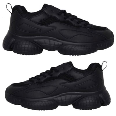 Herren Vegan Schwarz Höhenerhöhung Aufzug Leicht Flexibel Sneaker Schuhgröße