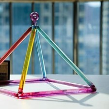 10 inch Rainbow Colored Triangle Crystal  Singing Pyramid with Striker