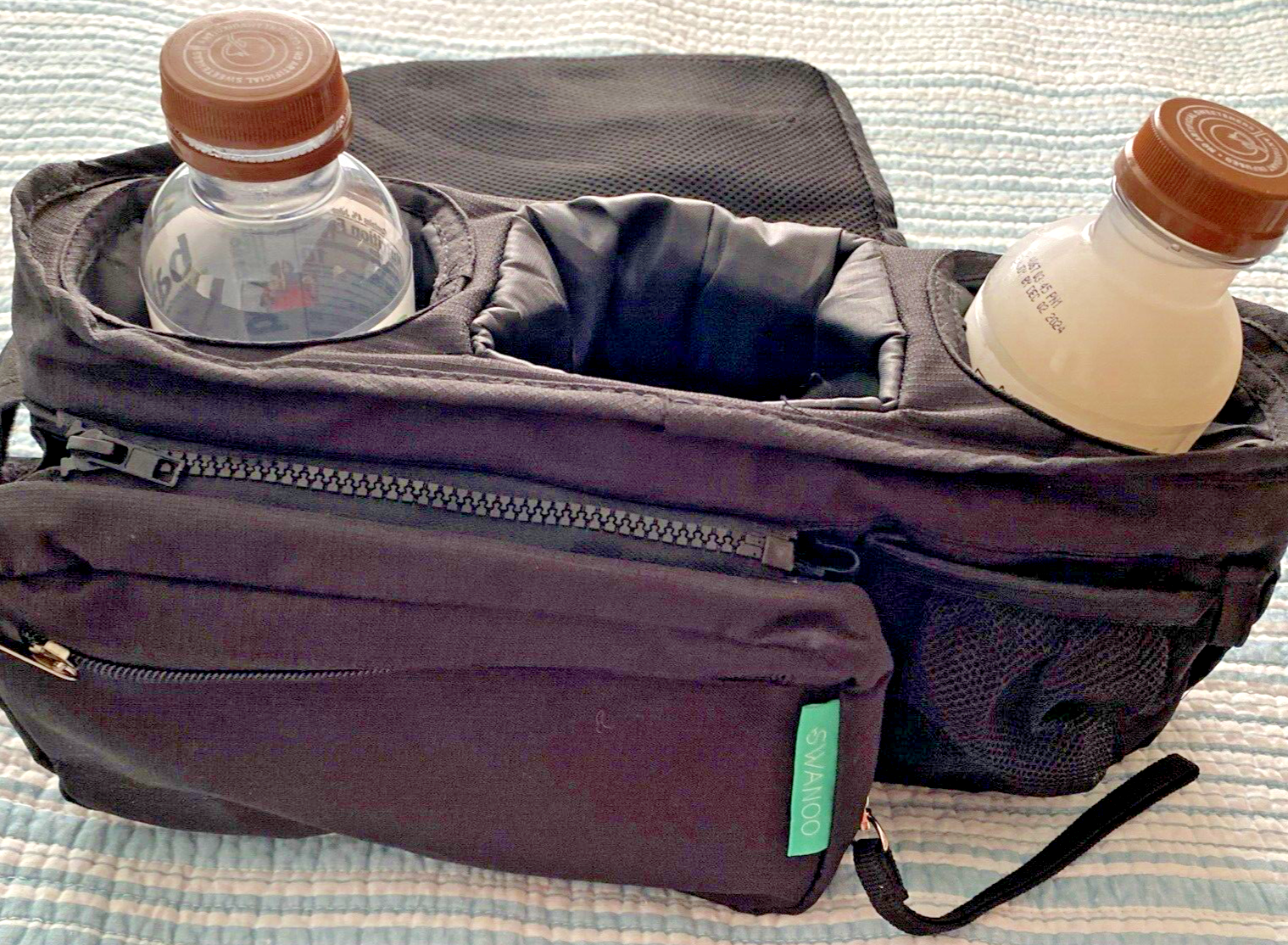 Swanoo Stroller Organizer Bag Caddy Non Slip Straps Insulated Cup/Bottle Holder-image