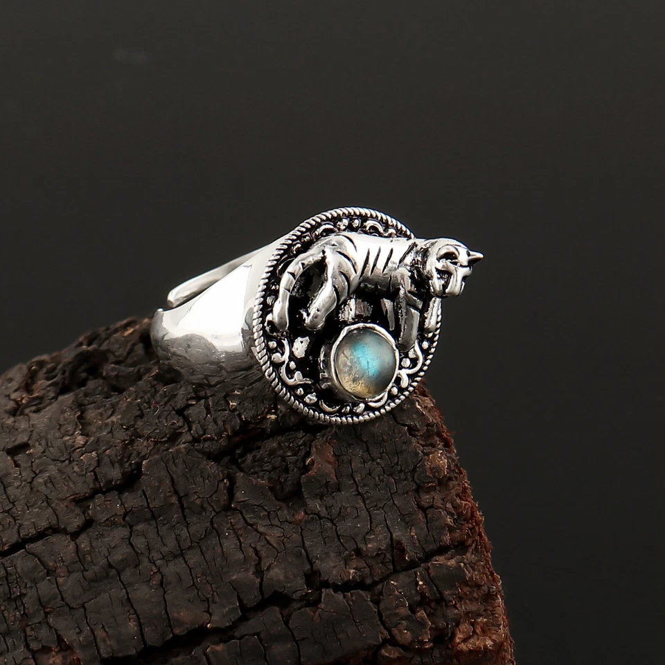Blue Labradorite Gemstone Poison Ring,925 Sterling Silver Handmade Poison Ring - Image 2 of 3