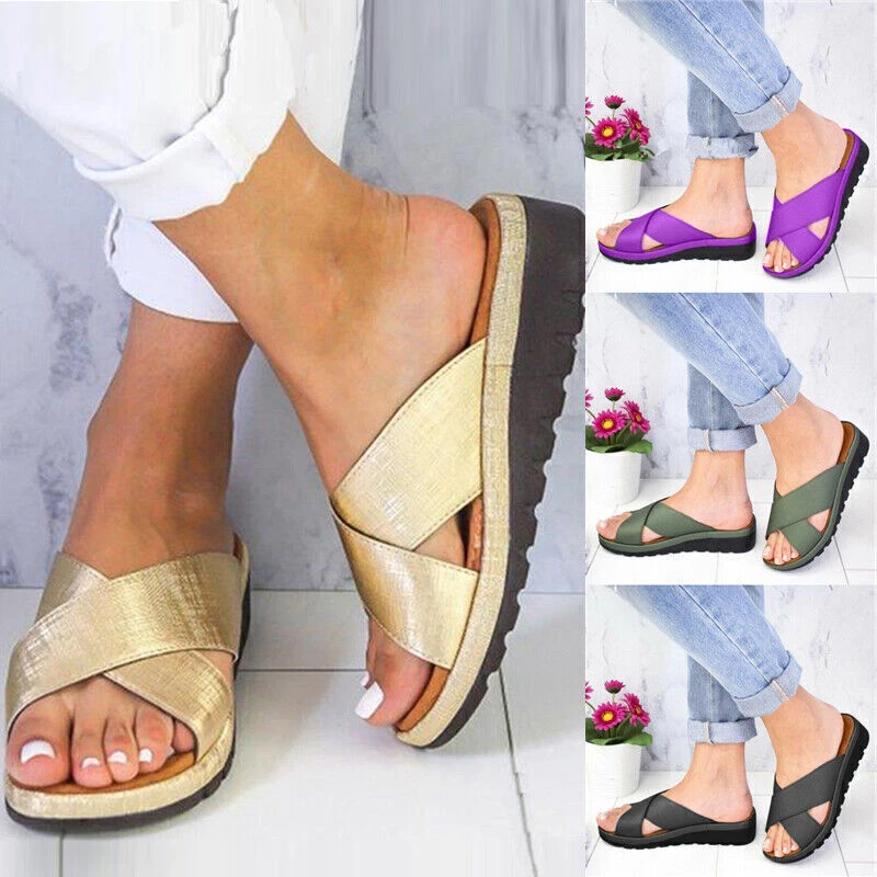 PANTOFOLA D’ORO Sandali ciabatte donna zeppa tacco estate spiaggia mules slider taglia UK