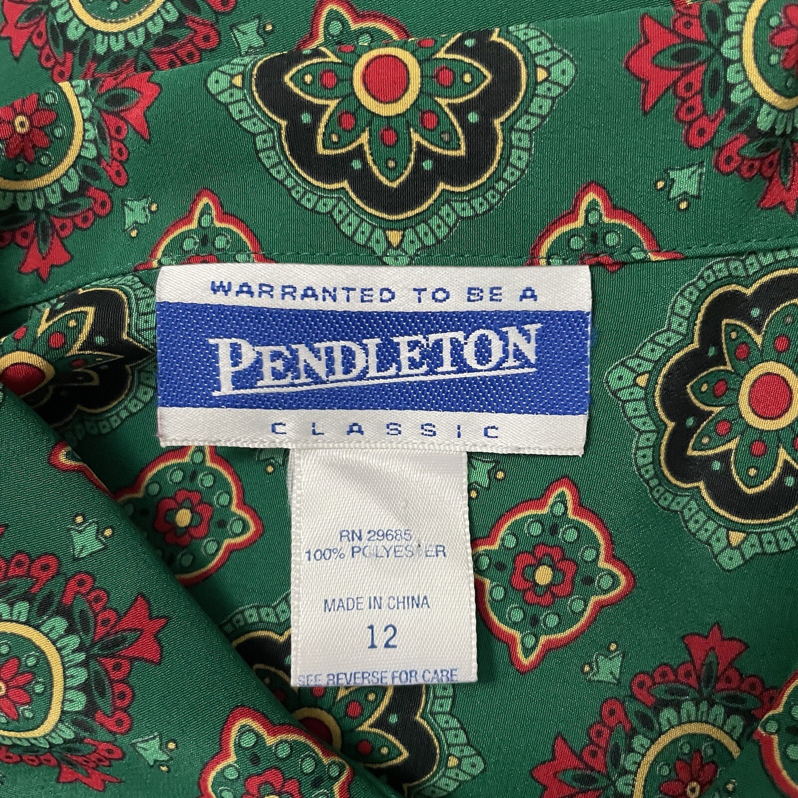 Pendleton Vintage Blouse Size 12 Button Front Gre… - image 7