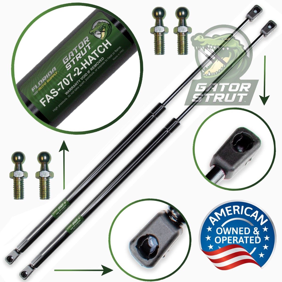 2個 Two Rear Hatch Trunk Lift Supports FAS-707-2 For 1984-1989