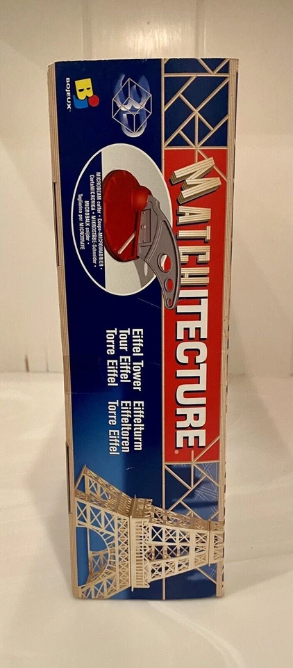 Vintage Matchitecture Eiffel Tower Paris Wood Building Kit Factory Sealed #6611 - Image 3 of 4