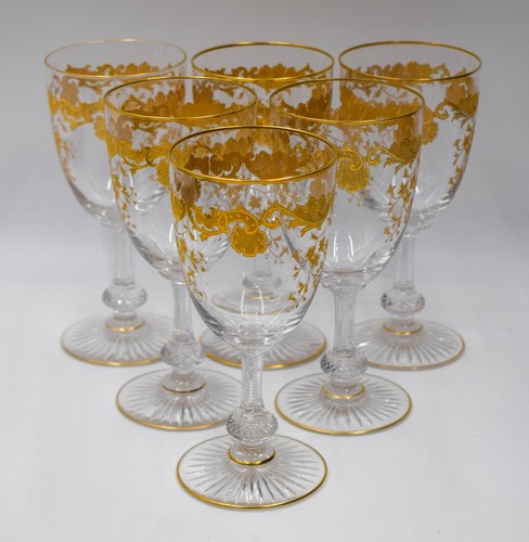 6 St. Louis Gold Gilded "Massenet" Water Goblets Circa 1920 - Picture 2 of 7