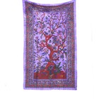 Indian Tapestry Wall Hanging Purple Bird and Tree Print Bedspread Bohemian Decor