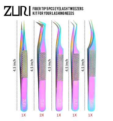Wimpernverlängerung Pinzetten Set - Faser Präzisionsspitze - Wimpernvolumen - 6 Stück