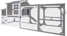 Petscosset 95.3" Mobile Chicken Coop Tractor Hen House with Nesting Box