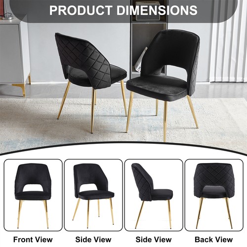 Set of 4 Velvet Dining Chair Upholstered Chair Kitchen Dining Chair w/ Metal Leg - Picture 9 of 48
