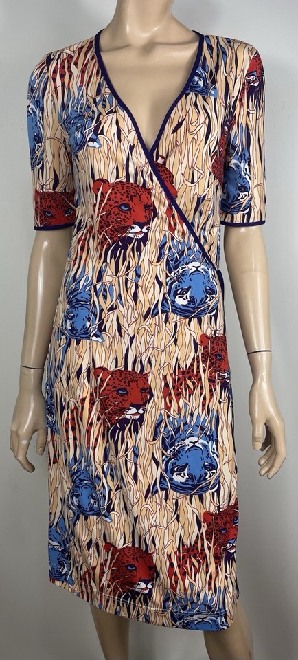 Leona Edmiston Tigers & Leopards Wrap Dress