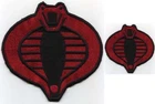 GI Joe Cobra Commander Embroidered Red & Black 6" & 3" Cobra Iron-On Patch Set