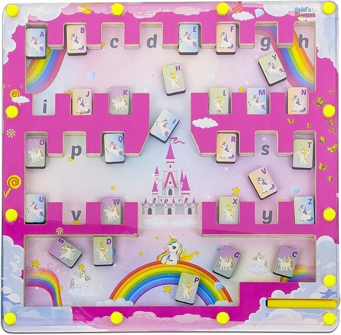 Unicorn Magnetic Alphabet Maze Puzzle for Kids Boosts Fine Motor Skills  