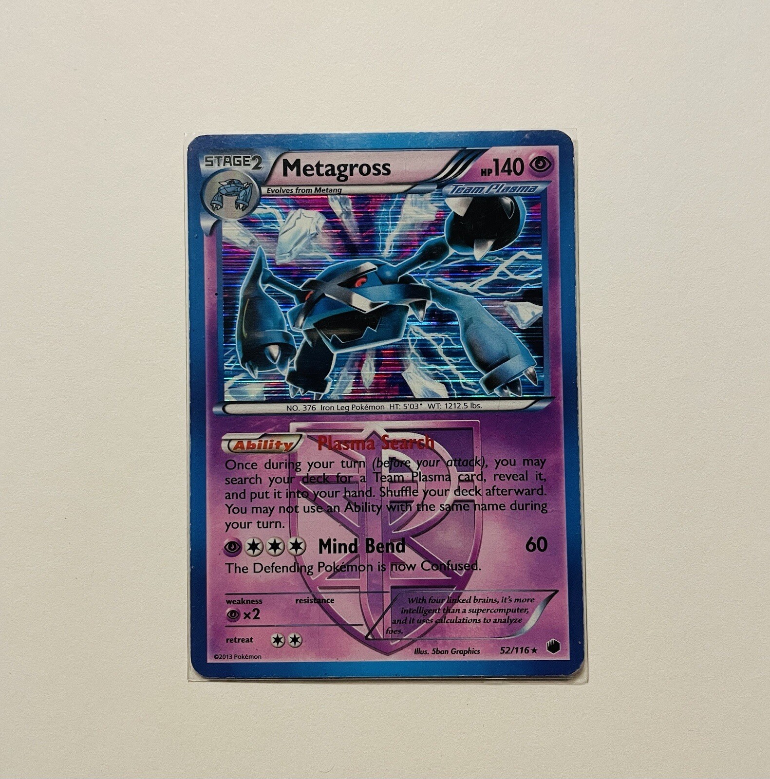 Pokémon TCG Metagross - Plasma Freeze 52/116 - Holo Rare Team Plasma Card NM